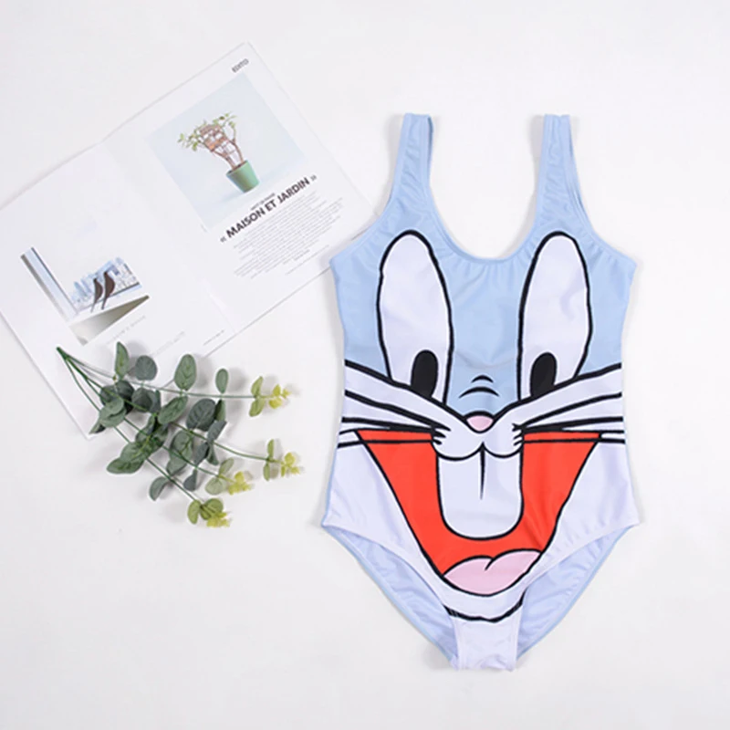 Women's 2022 Sexy High Elastic One Piece Swimsuit Digital Cartoon Print Bikini Backless Bikini Beach Swimwear Powerboat Swimsuit