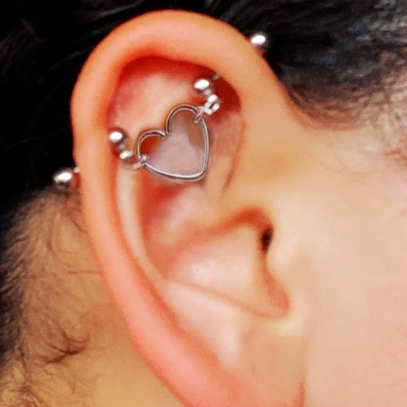 Detachable Heart Stainless Steel Ear Pierc Earring Industrial Piercing Barbell 16g Studs Cartilage Jewelry Helix Gauge 20g Pierc