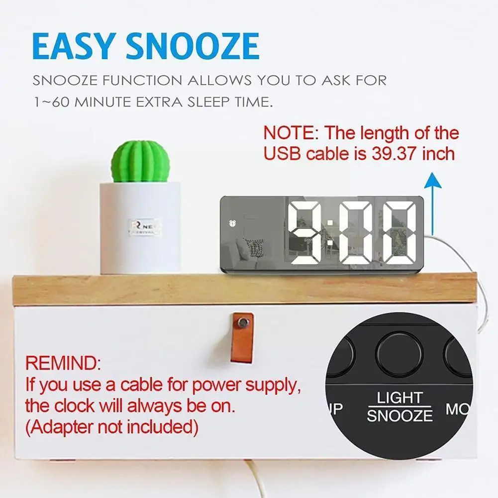 

Smart LED Clock Bedside Digital Alarm Clocks Desktop Desk Wake Watch Snooze Clock Table USB Electronic Up Funtion Alarm Dig Y9T0