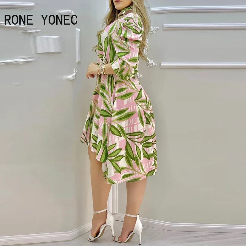 Женское элегантное платье с цветочным принтом платье-рубашка на пуговицах