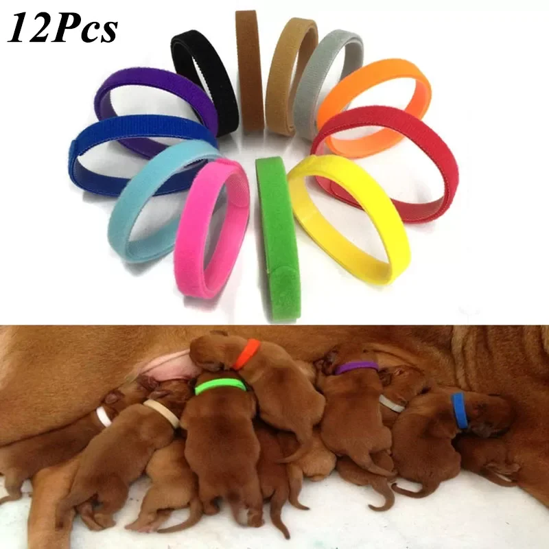 

2023NEW 12 Pcs/Set Puppy Newborn Pets Identify Collars Adjustable Nylon Small Pet Dog Collars Kitten Necklace Whelping Puppy Col