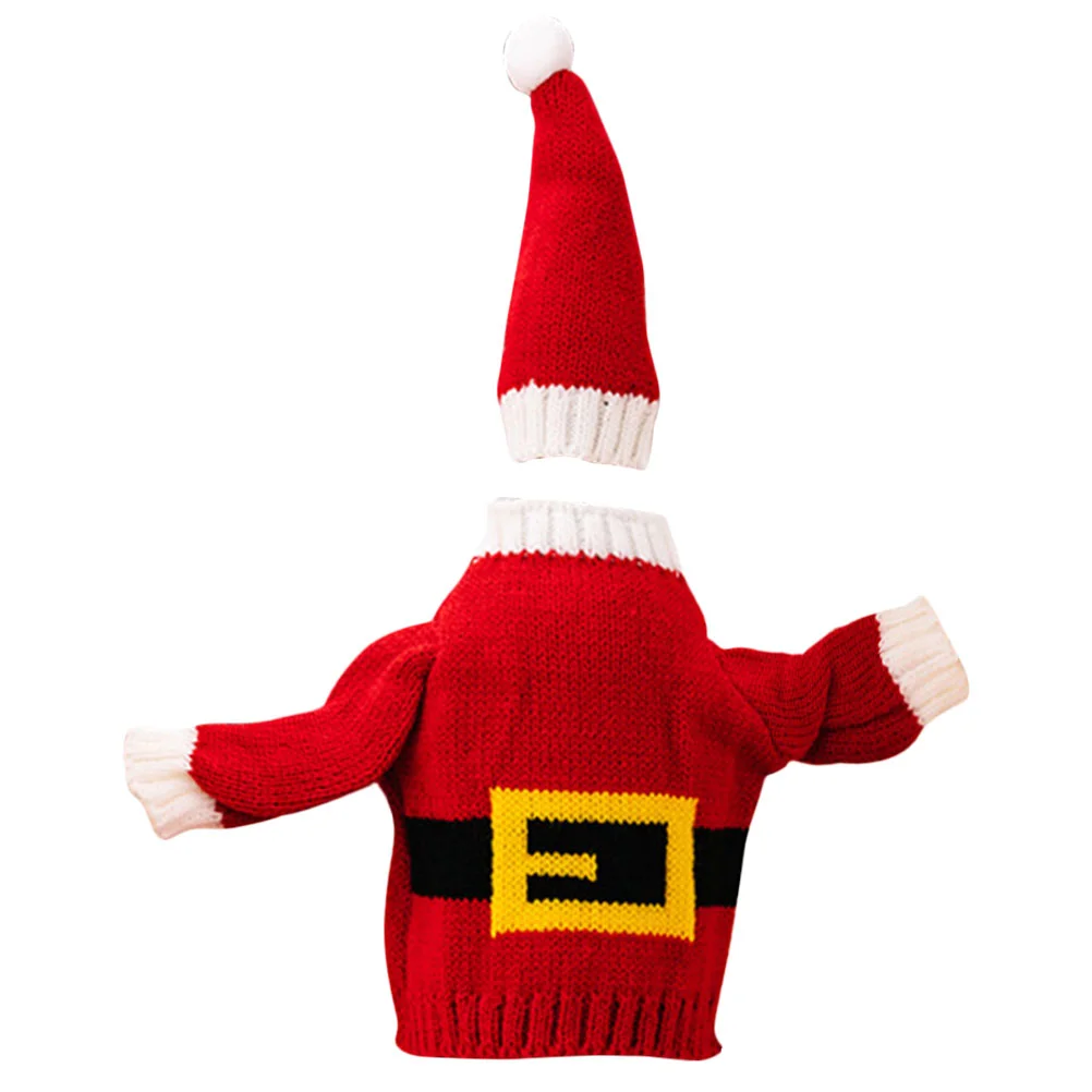 

1 Set of Christmas Bottle Cloth Hat Cover Christmas Table Decoration Bottle Cloth Bottle Dress