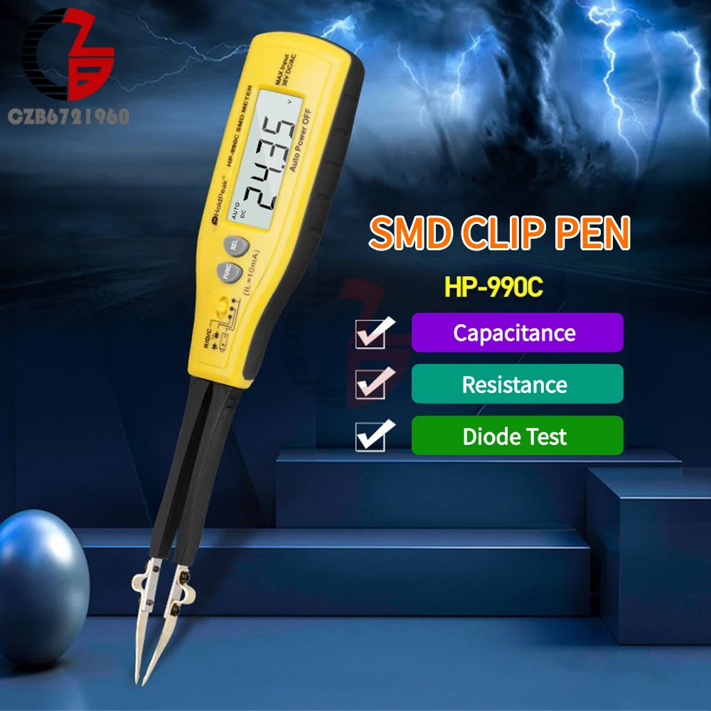 

5999 Counts SMD Multimeter Auto Range Resistance Capacitance Diode(RCD) LED Zener DCV Continuity Battery Capacity Tester Meter
