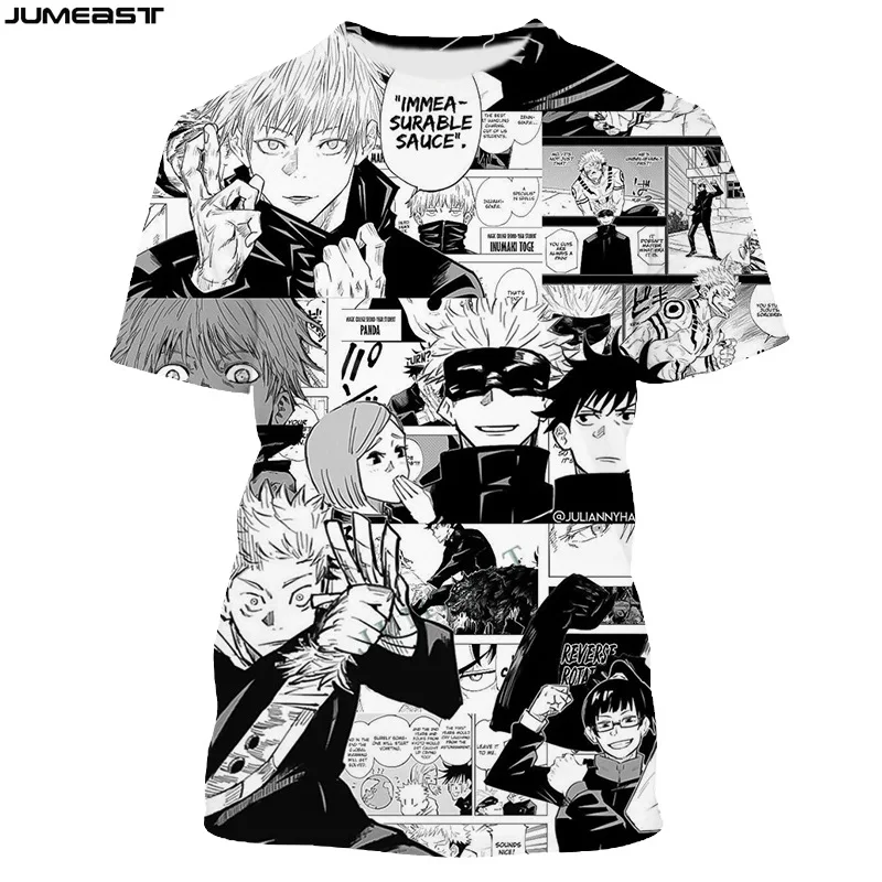 

Jumeast Men Women 3D T-Shirt Oversized Male Female Cartoon Anime Jujutsu Kaisen Short Sleeve T Shirt Sport Pullover Tops Tees