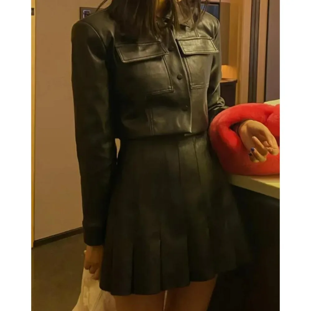 2 штуки 1 комплект сексуальная женская укороченная куртка из искусственной кожи с