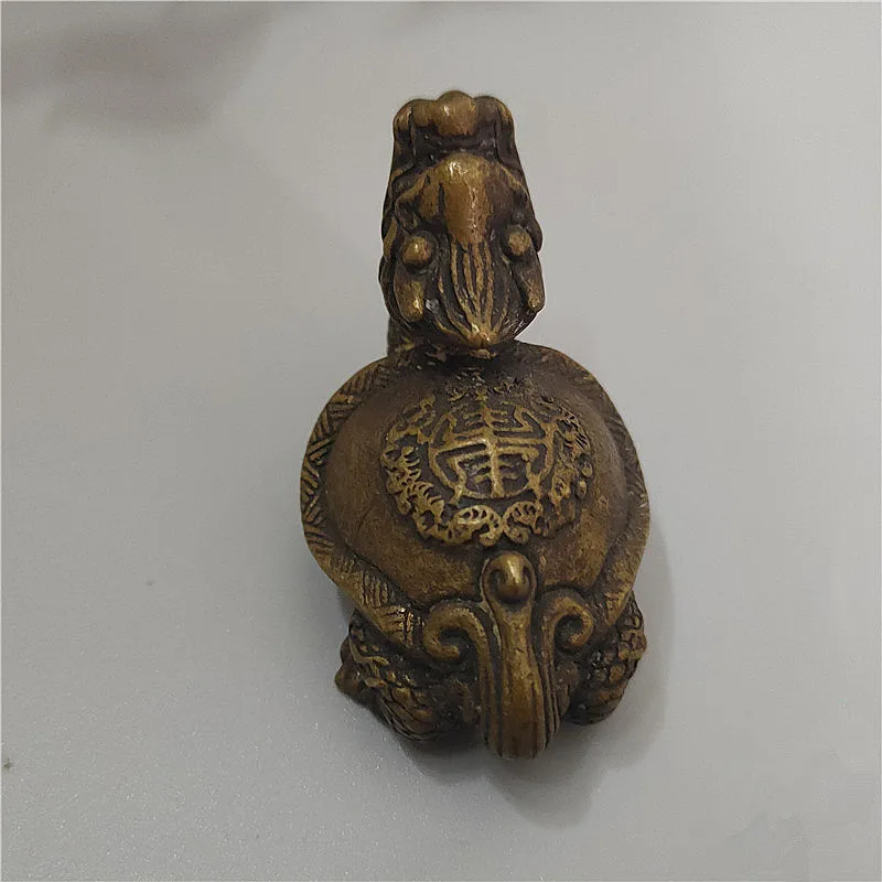 

4.7X2.7X3cm Lifelike Turtle Dragon Fengshui Copper Auspicious Buddhist Handle Teapot Home/Office Desk Putting Decorate Ornaments