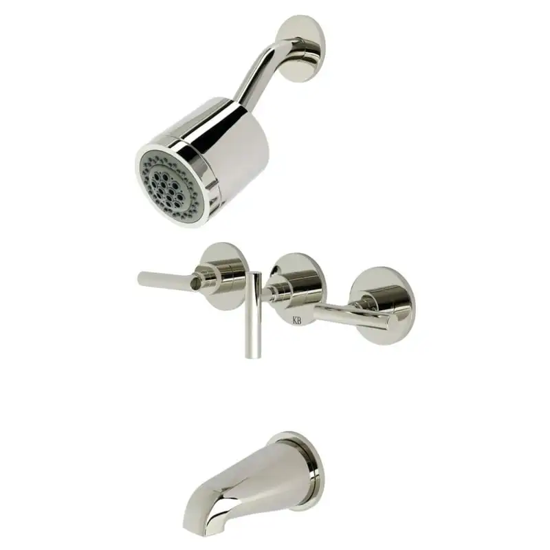 

Three-Handle Tub and Shower Faucet, Polished Nickel