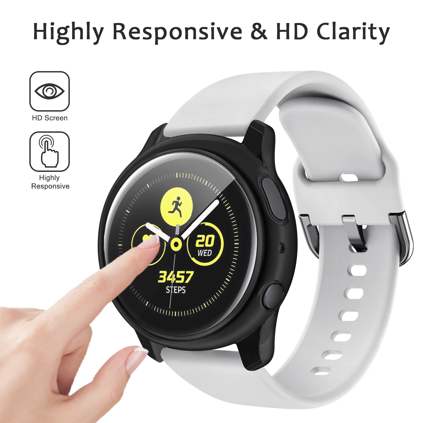 Case for Samsung Galaxy Watch Active 2 44mm 40mm Screen Protector with Film Soft Cover Case for Active 2 40mm 44mm Bumper Cover