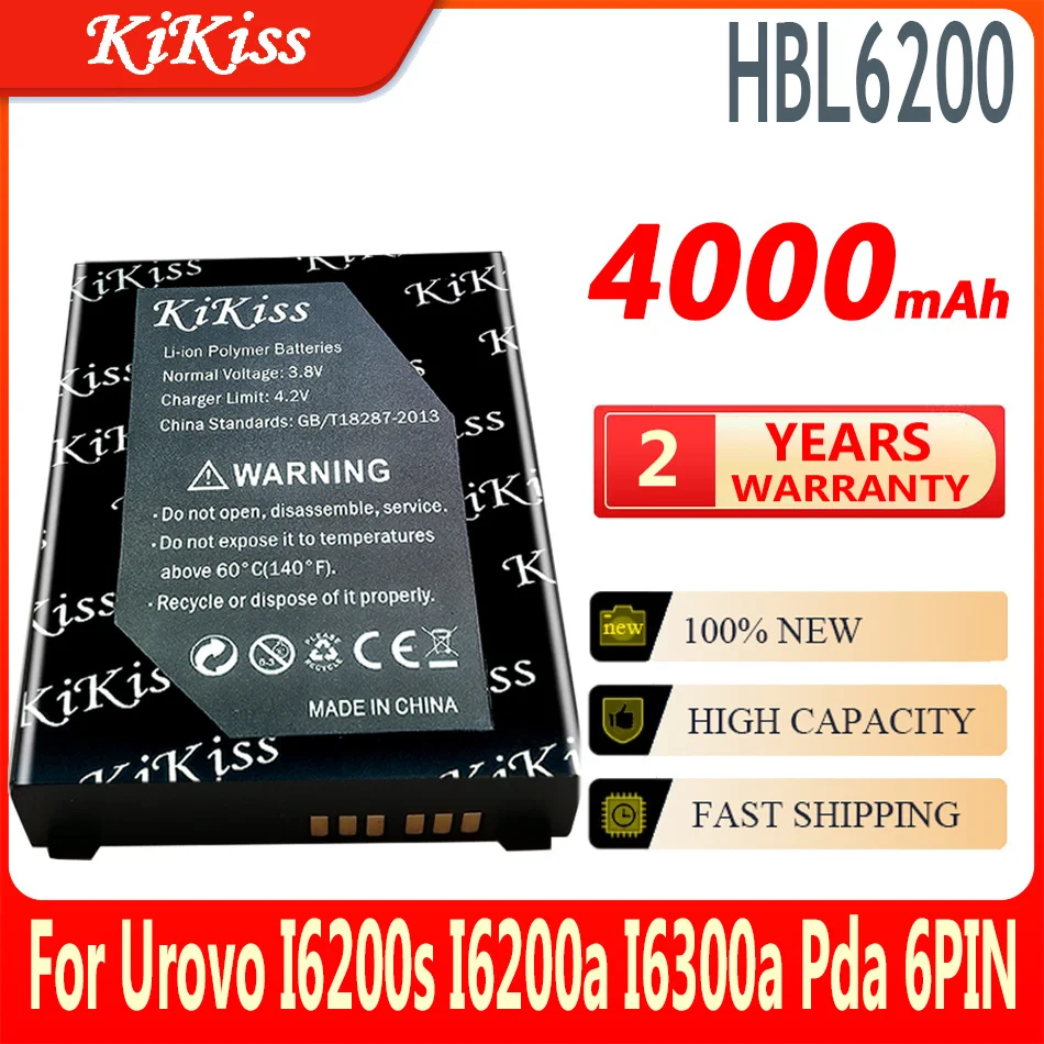 

KiKiss 100% New Battery HBL6200 HBL 6200 4000mAh for Urovo I6200s I6200a I6300a Pda 6PIN Batteries