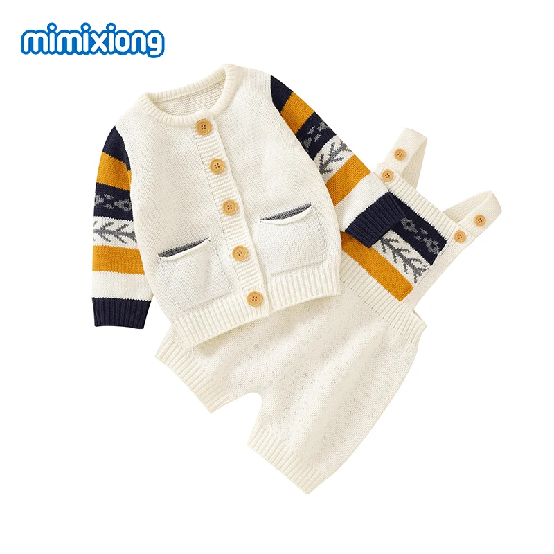 

Baby Clothes Sets Autumn Knitted Long Sleeve Sweater Jackets+Rompers Toddler Boys Girls 2pcs Outfits Winter Warm Infant Knitwear