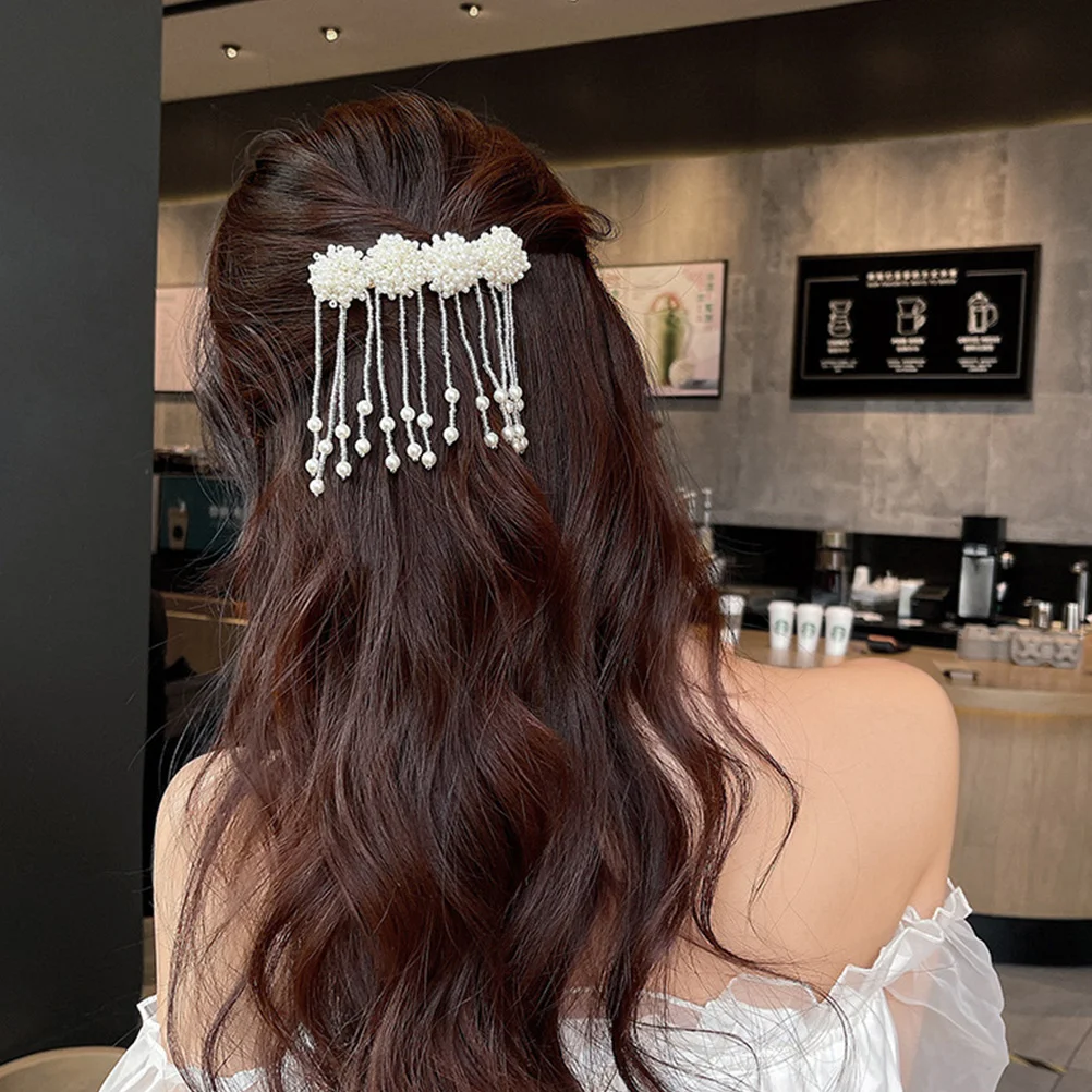 

Pearl Hair Clip Tassel Hairpin Retro Hair Barrette Chinese Style Hair Accessory