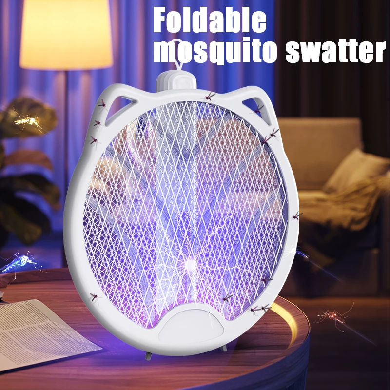 

3In1 Foldable Electric Mosquito Swatter LED 3200V Mosquito Killer Repellent USB Rechargeable Summer Insect Fly Trap Bug Zapper