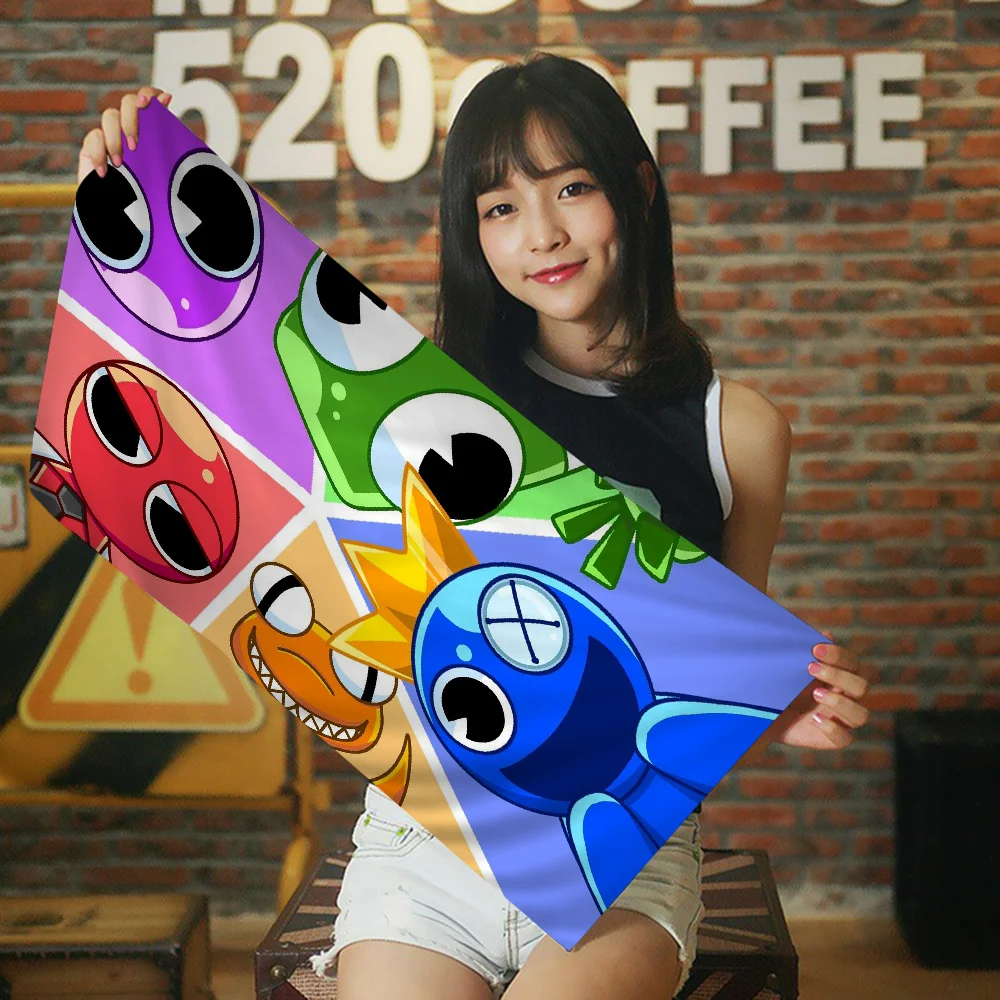 Пляжное полотенце из микрофибры Rainbow Friends впитывающее быстросохнущее мягкое для