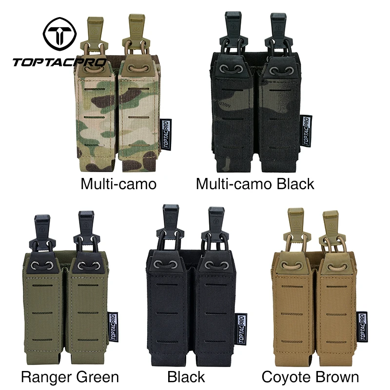 TOPTACPRO Тактический двойной чехол для магнитов 9 мм MOLLE с открытым верхом легкий вес