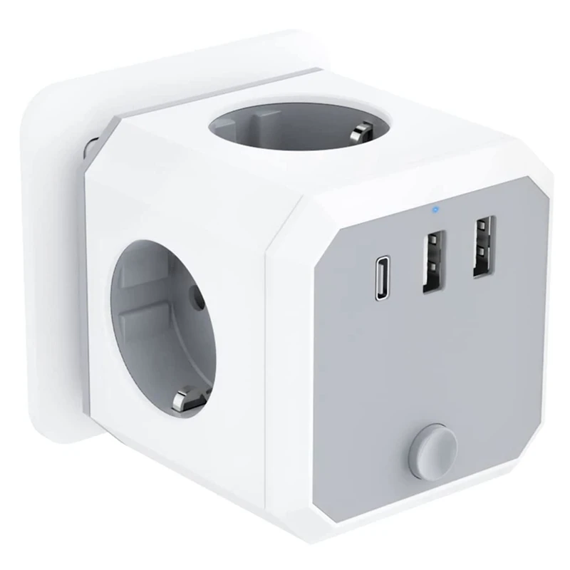 

Кубическая Розетка с USB,4 розетки, 7 в 1, с несколькими USB-разъемами, настольное зарядное устройство с переключателем для офиса, дома, белая ште...