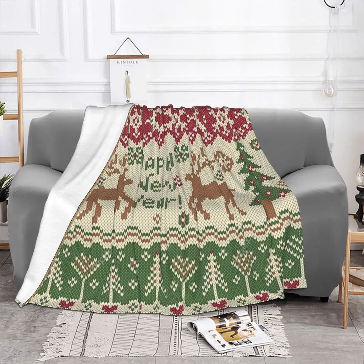 Легкий тонкий плед для постельного белья с новым годом и Рождеством | Дом сад