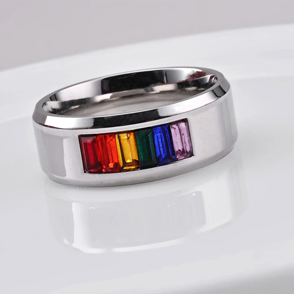 JHSL унисекс женские и мужские однотонные красочные радужные кольца из фианита