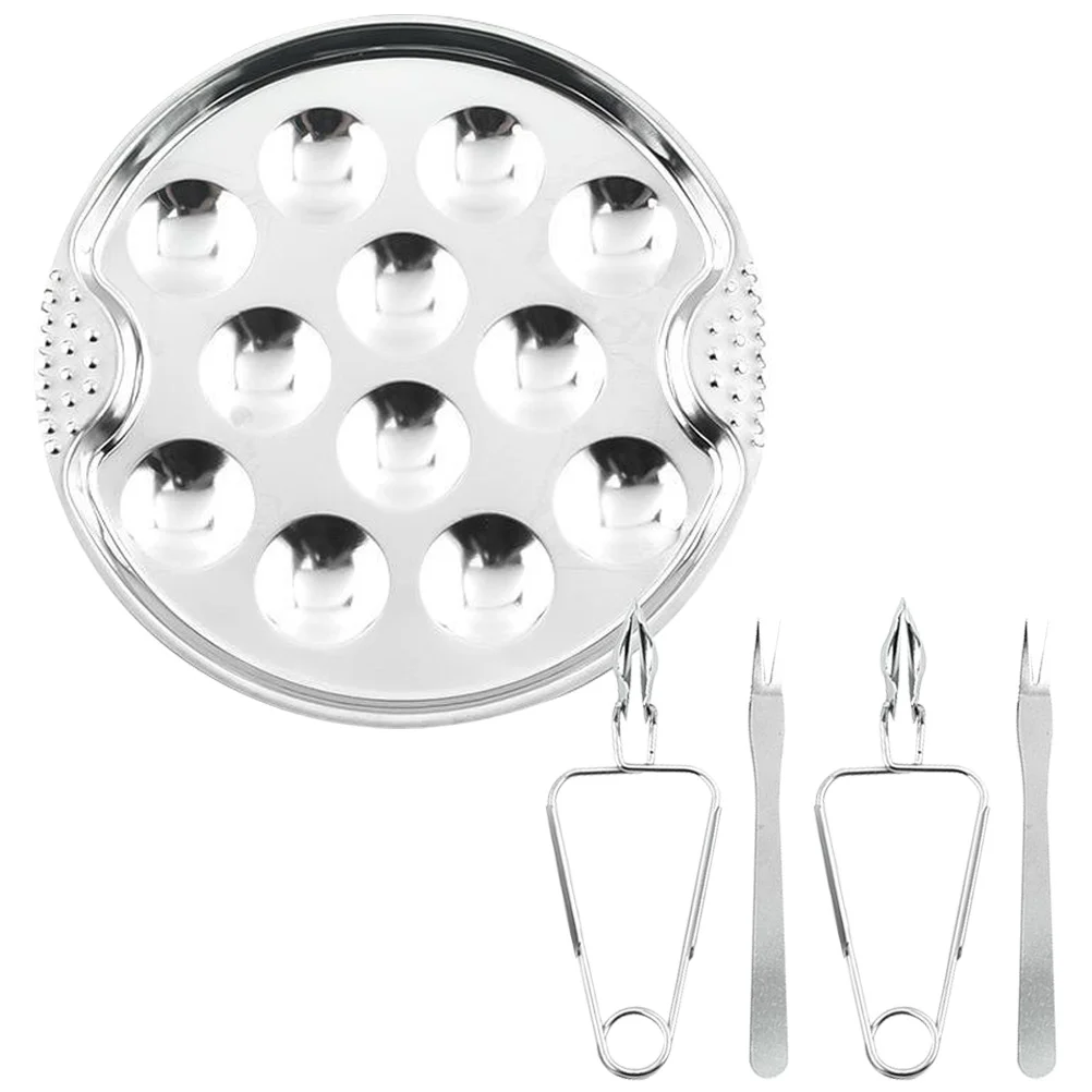 

Mushroom Snail Plate Baked Tableware Stainless Steel Roasting Pan Escargot Baking