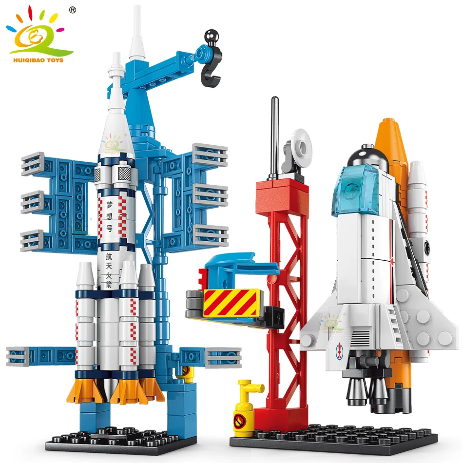 

HUIQIBAO Mini Space Aviation Manned Rocket Model Building Blocks City Aerospace Bricks Children Construction Toys for Kids