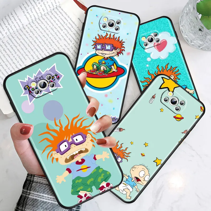 

Cartoon boy Rugrat For Xiaomi Civi Poco X3 NFC X2 M3 M2 F2 F3 Pro C3 F1 A2 Lite Mix3 Play Soft Black Phone Case