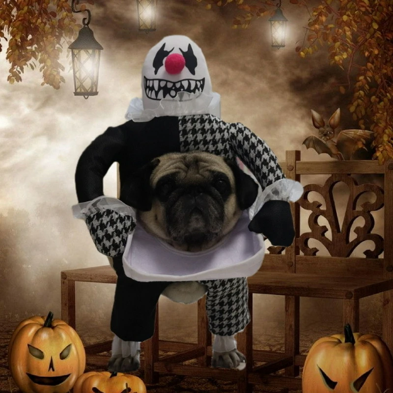 

Funny Halloween Costume for Cat Dog Black White Plaid Two Legged Jumpsuit Small and Medium-sized Dog Pet Clothing
