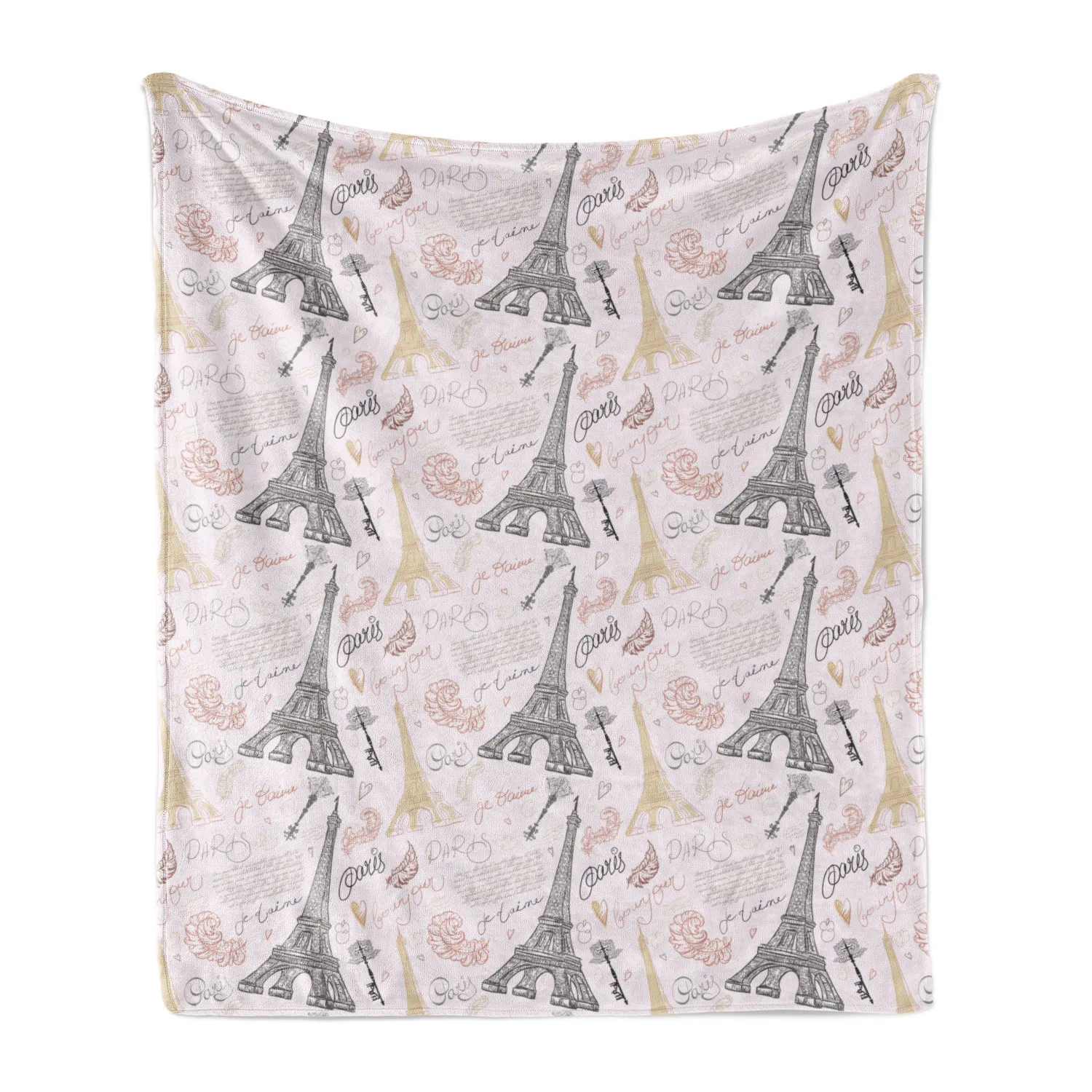 Плюшевое одеяло с изображением Парижа эскиз Эйфелевой башни ручной надписью