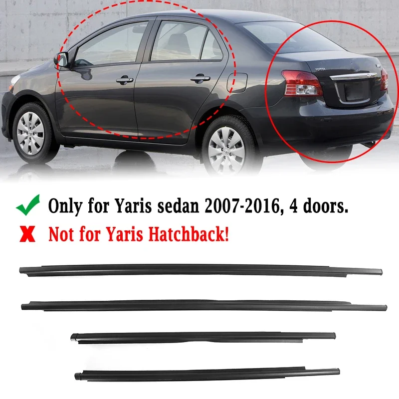

4 шт. оконный уплотнитель для Toyota Yaris 2007-2013 (4 двери), переднее и заднее боковое стекло, внешние резиновые уплотнительные ленты, ремни