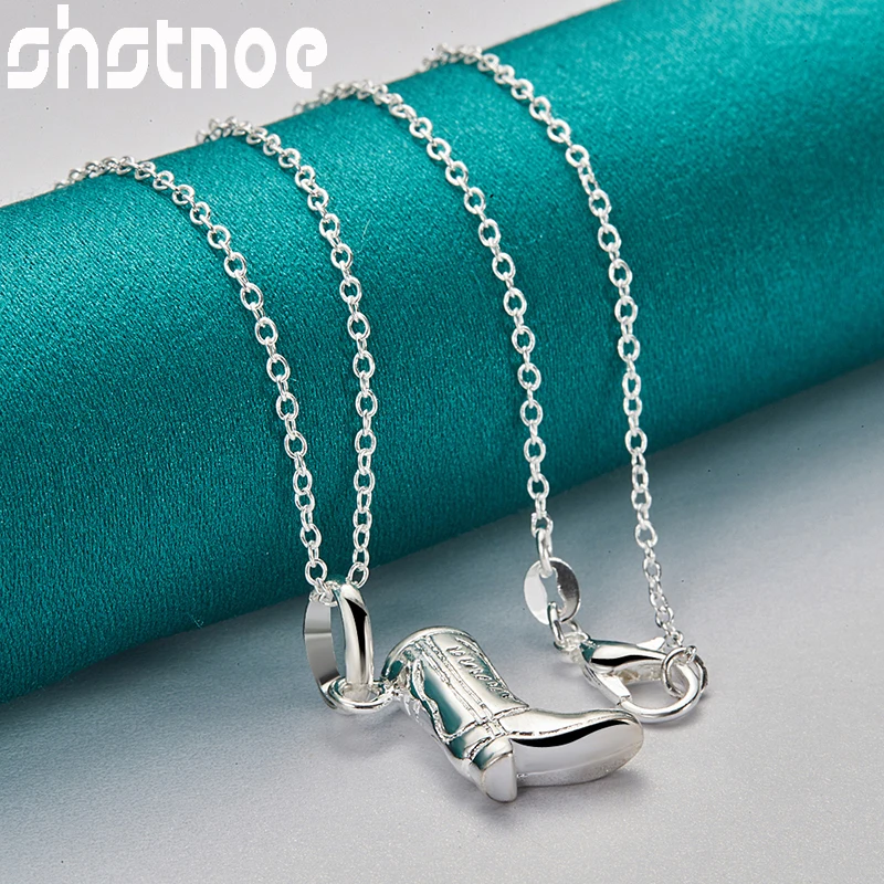 

16-30inch Shoes Chain 925 Sterling Silver Boots Pendant Necklace For Women Wedding Birthday Fashion Original Charm Jewelry Gifts