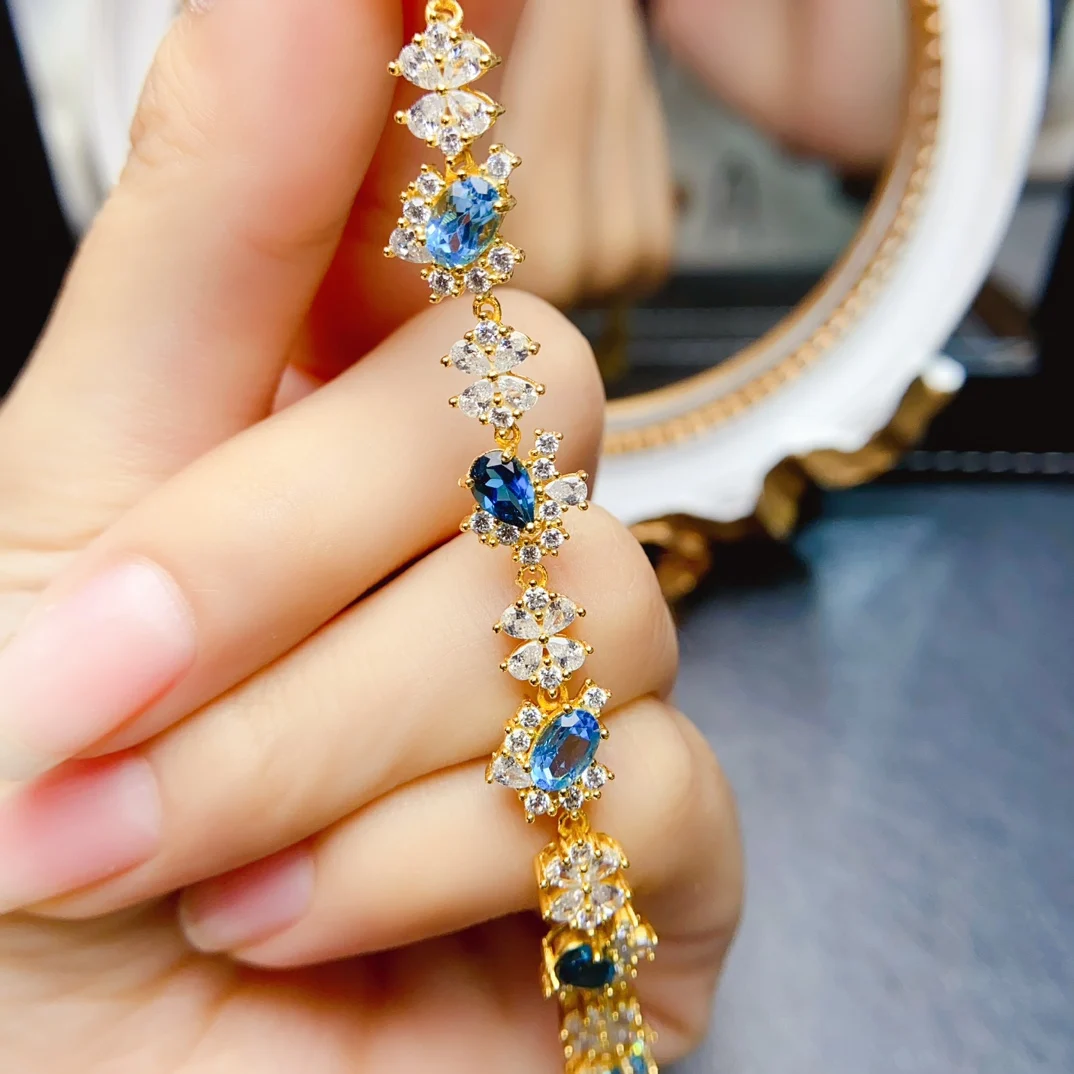 FS 4*6 мм браслет из натурального топаза стерлингового серебра S925 для женщин