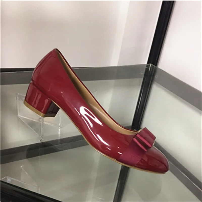 

Классические женские туфли с круглым носком, низким каблуком, туфли-лодочки с бантом, Дизайнерские офисные женские туфли с круглым носком н...