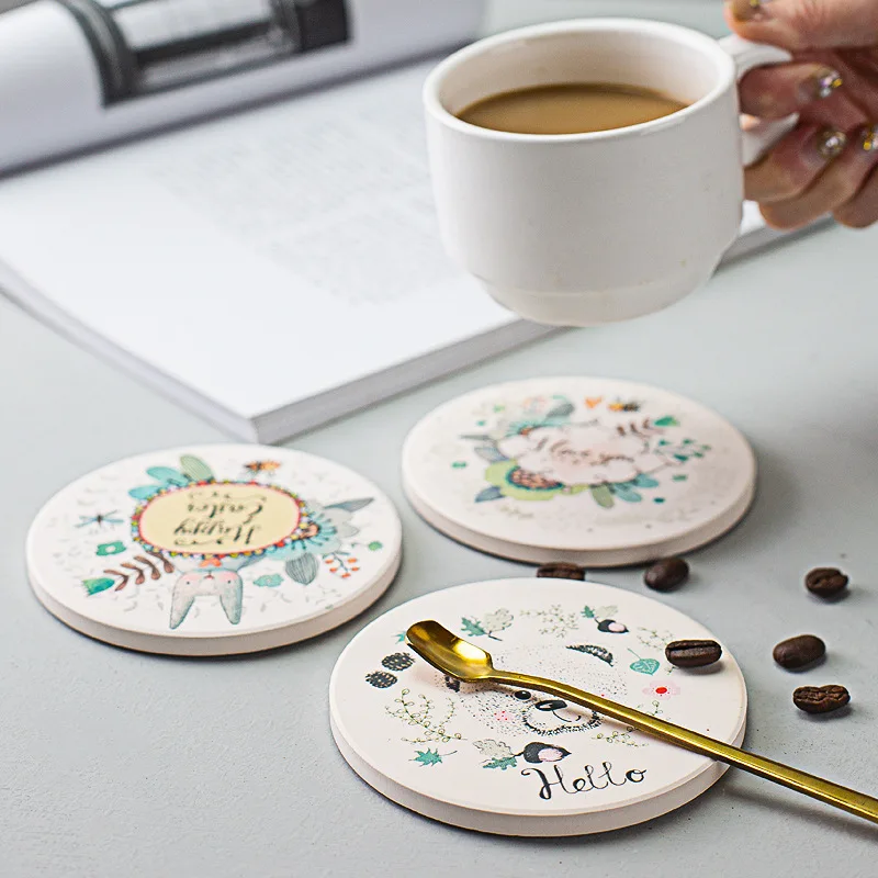 

Coffee Coasters Kitchen Table Mats Diatom Mud Coasters Bowl Mats Filling Pads Insulation Pads Round Placemats Creative Coasters