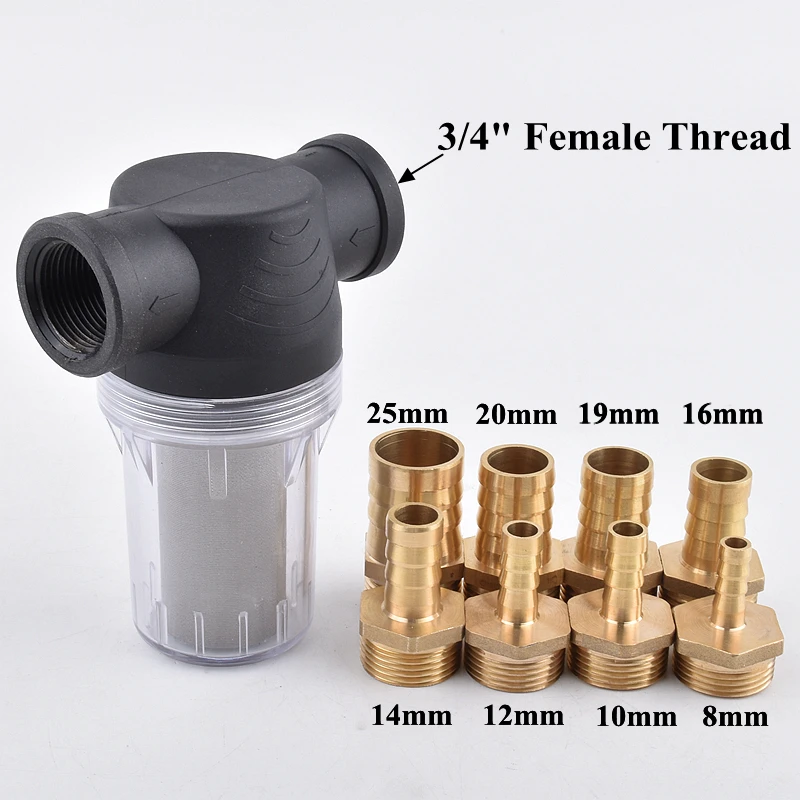 1Pc Garden Water Filter 3/4" To 8~25mm Brass Pagoda Joints Lawn Irrigation Connect Tool Kitchen Water 40~200 Mesh Screening