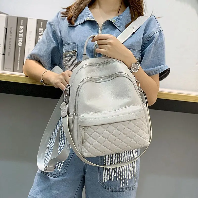 Женский рюкзак из натуральной телячьей кожи мягкий вместительный ранец на плечо