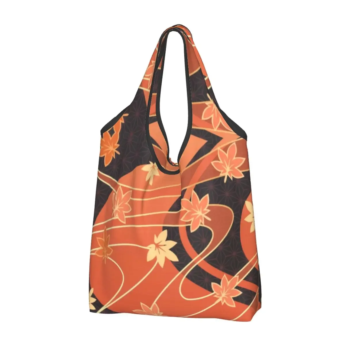 

Kawaii Kaedehara Kazuha Maple Pattern Shopping Tote Bags Portable Genshin Impact Anime Game Groceries Shopper Shoulder Bag