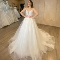 eightree sexy wedding dresses 2022 v neck long sleeve bride dress appliques a line princess wedding evening ball gowns plus size