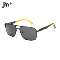 jm polarized sunglasses men vintage rectangle spring hinge metal frame driving sunglasses uv400