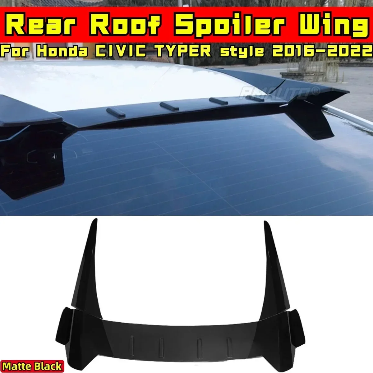 For Honda CIVIC 10th Gen 2016-2022 Body Kit Rear Roof Spoiler Blue TYPER Style Car Wing Accessories