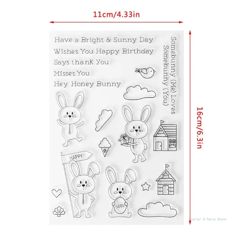 

M17F Clear Stamp Silicone Seal Sheet Wishes Rabbit DIY Scrapbook Craft Card Album S41