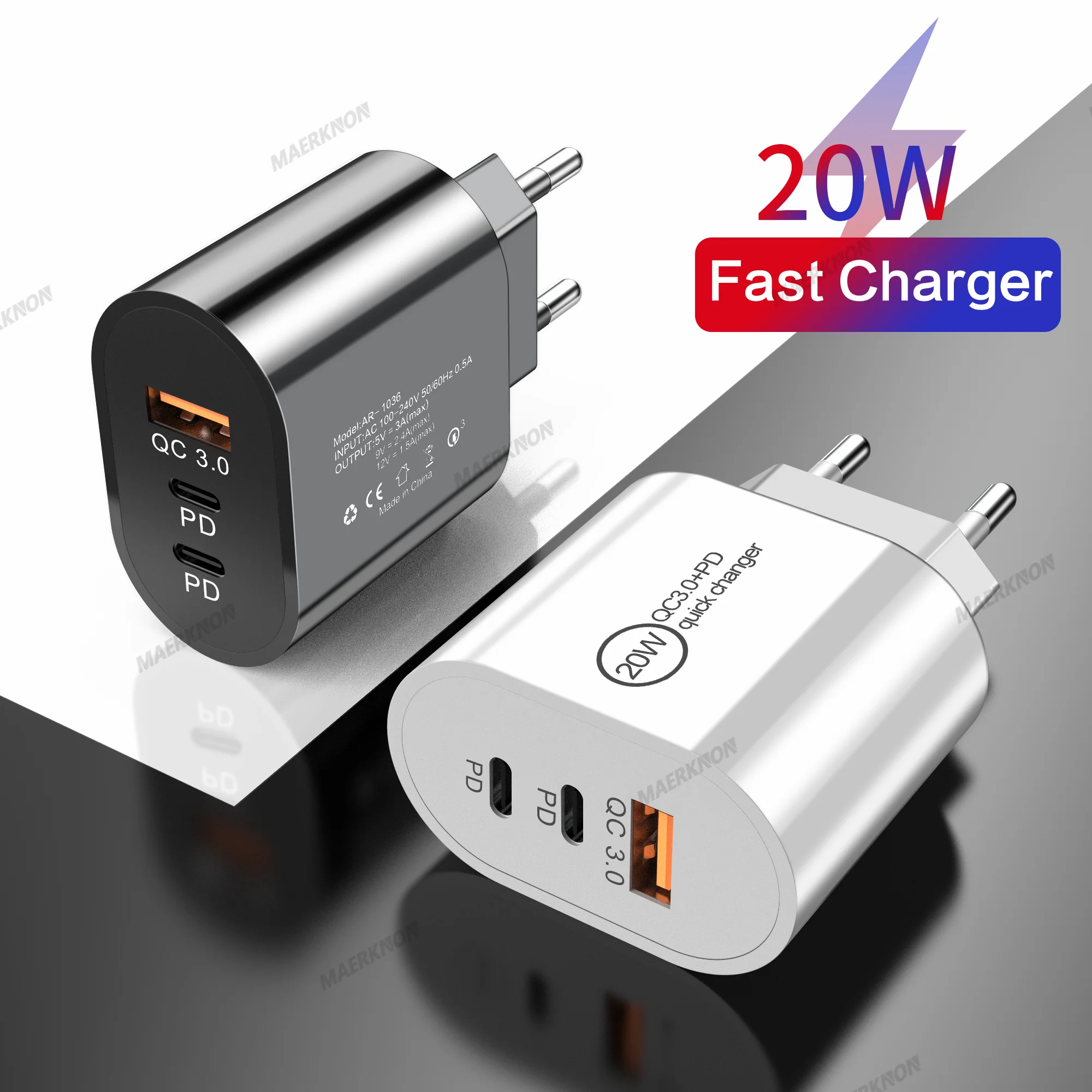 

Зарядное устройство для телефонов 2 типа C и 1 USB, быстрое зарядное устройство для iPhone 14, 13, Xiaomi, Samsung, зарядное устройство, настенный адаптер дл...