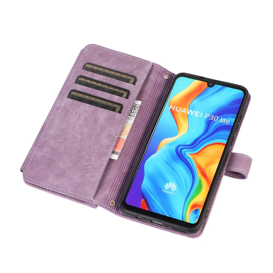 Чехол для Samsung Galaxy A13 53 72 52 22 32 12 51 71 5G 50 70 A21S, крышка с 9-карточным молнией, кошелек из кожи с плечевым ремнем для телефона.