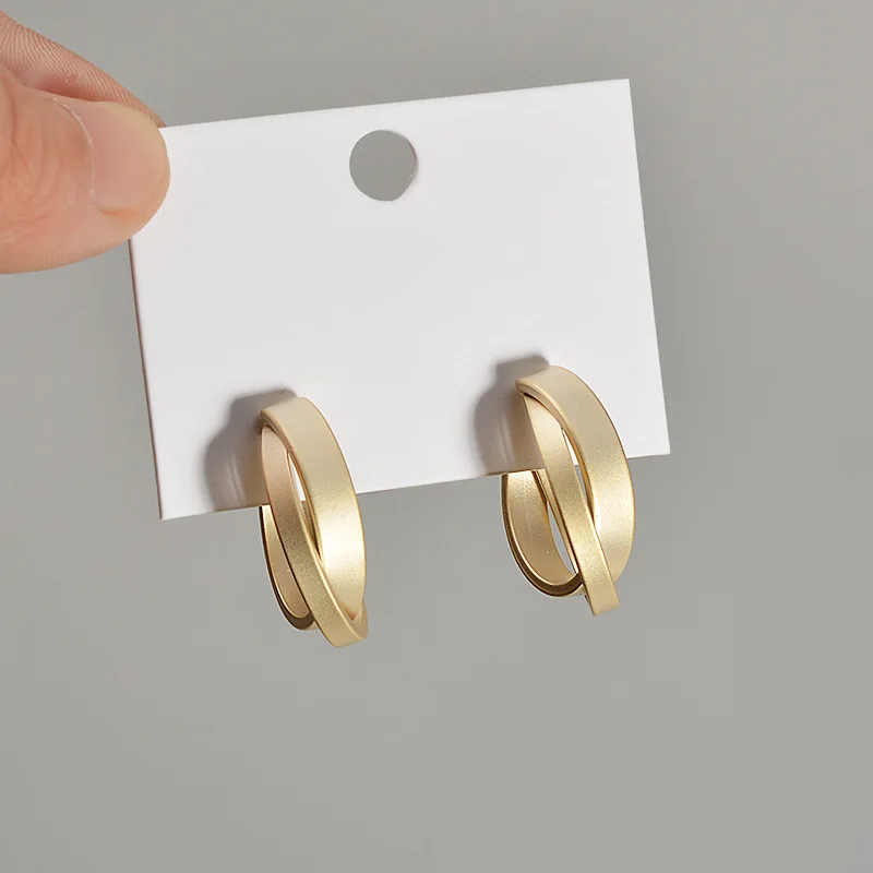 

S925 needle Modern Jewelry Double Metal Earrings Popular Design Simply Golden Plating Drop Earrings For Women Party Gifts