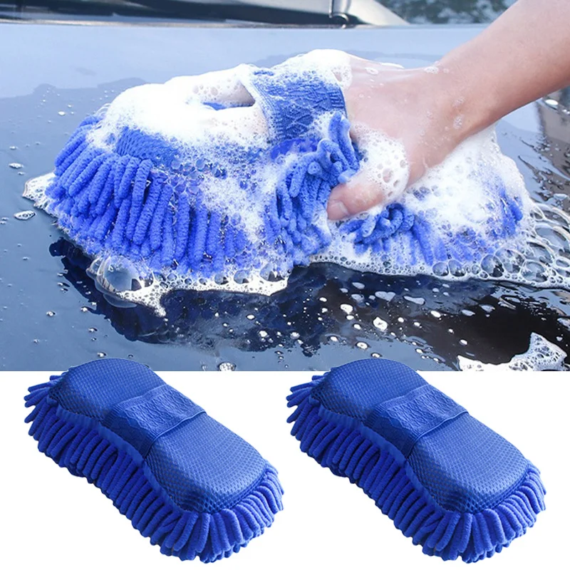 Губка из синели для мытья автомобиля, щетка, мягкая губка из микрофибры для мытья кузова автомобиля, полотенце, Чистящая губка для детейлинг...