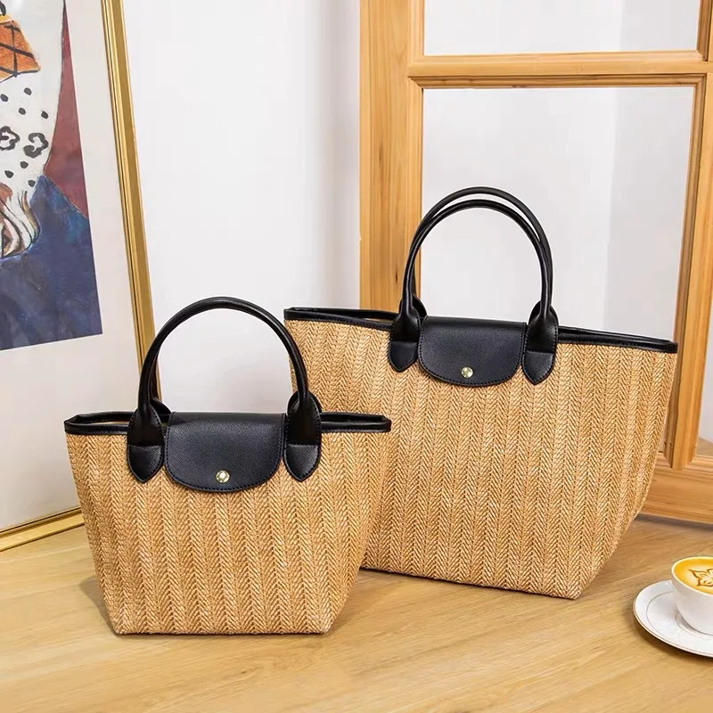 

Casual Hobos Straw Women Handbags Designer Paper Woven Shoulder Crossbody Bags Handmade Summer Beach Large Tote Basket Purses