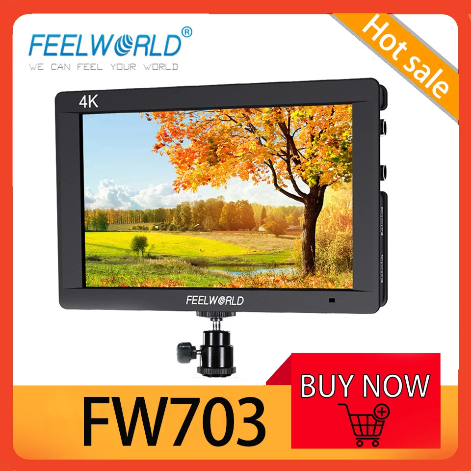 

FEELWORLD FW703 7 Inch 3G-SDI 4K HDMI-compatible 450nit Brightness 323 PPI IPS 1920*1200 Full HD Camera Field Monitor for Cinema