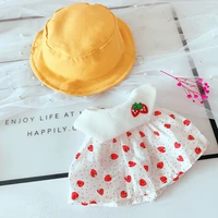 20cm doll clothes 2 colors strawberry skirt fishing hat cap outfit kids toys accessories gift cartoon kawaii skzoo kpop star