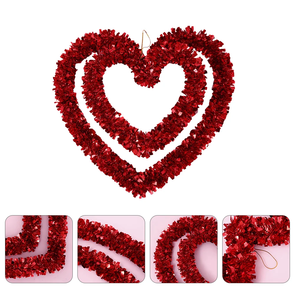 

Wreath Heart Valentines Day Tinsel Decoration Hanging Valentine Door Wreaths Wedding Pendants Shape S Diy Red Garlands Ornament