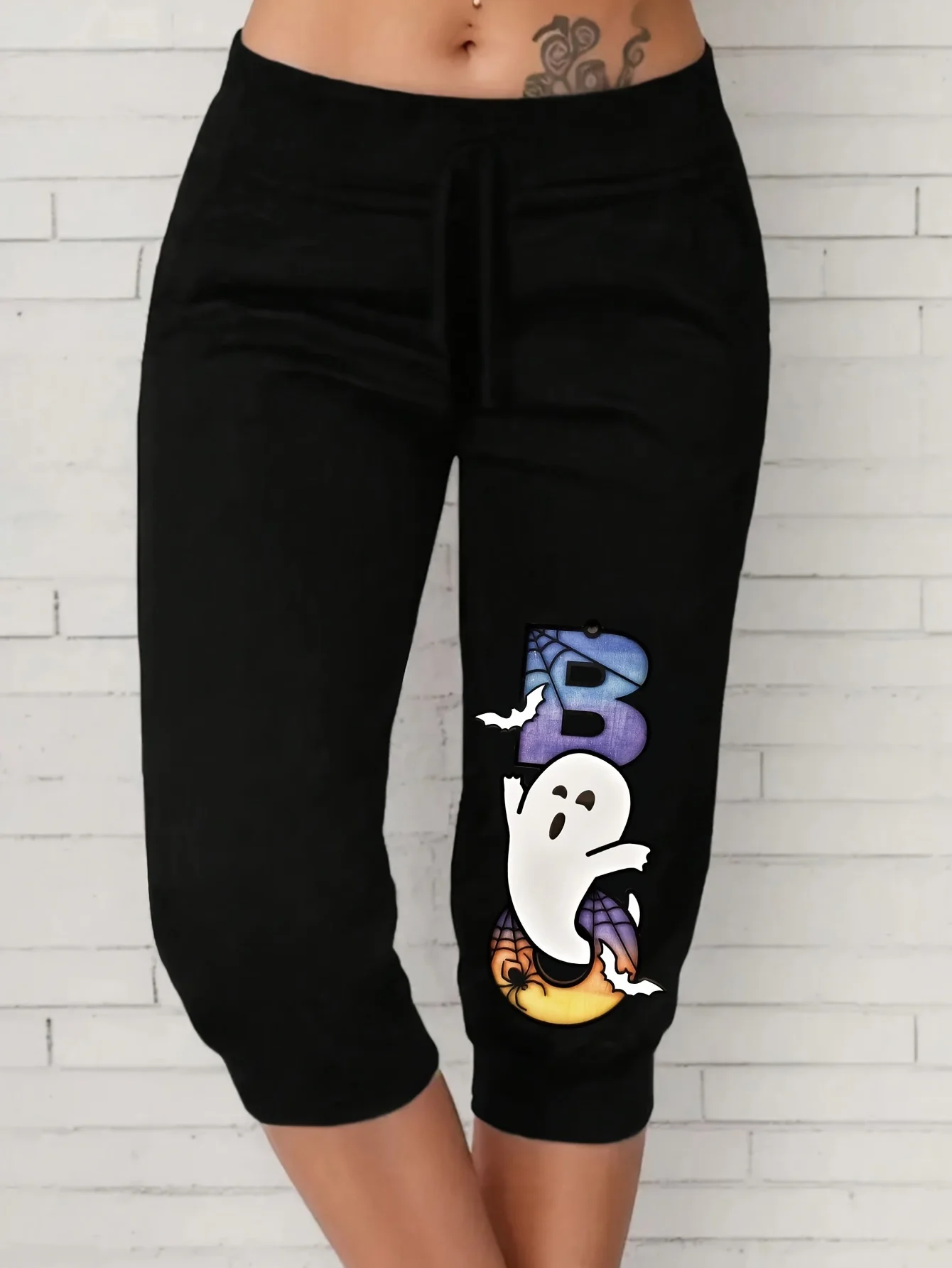 Женский эластичный ремень с принтом призрака на завязках из дышащего полиэстера