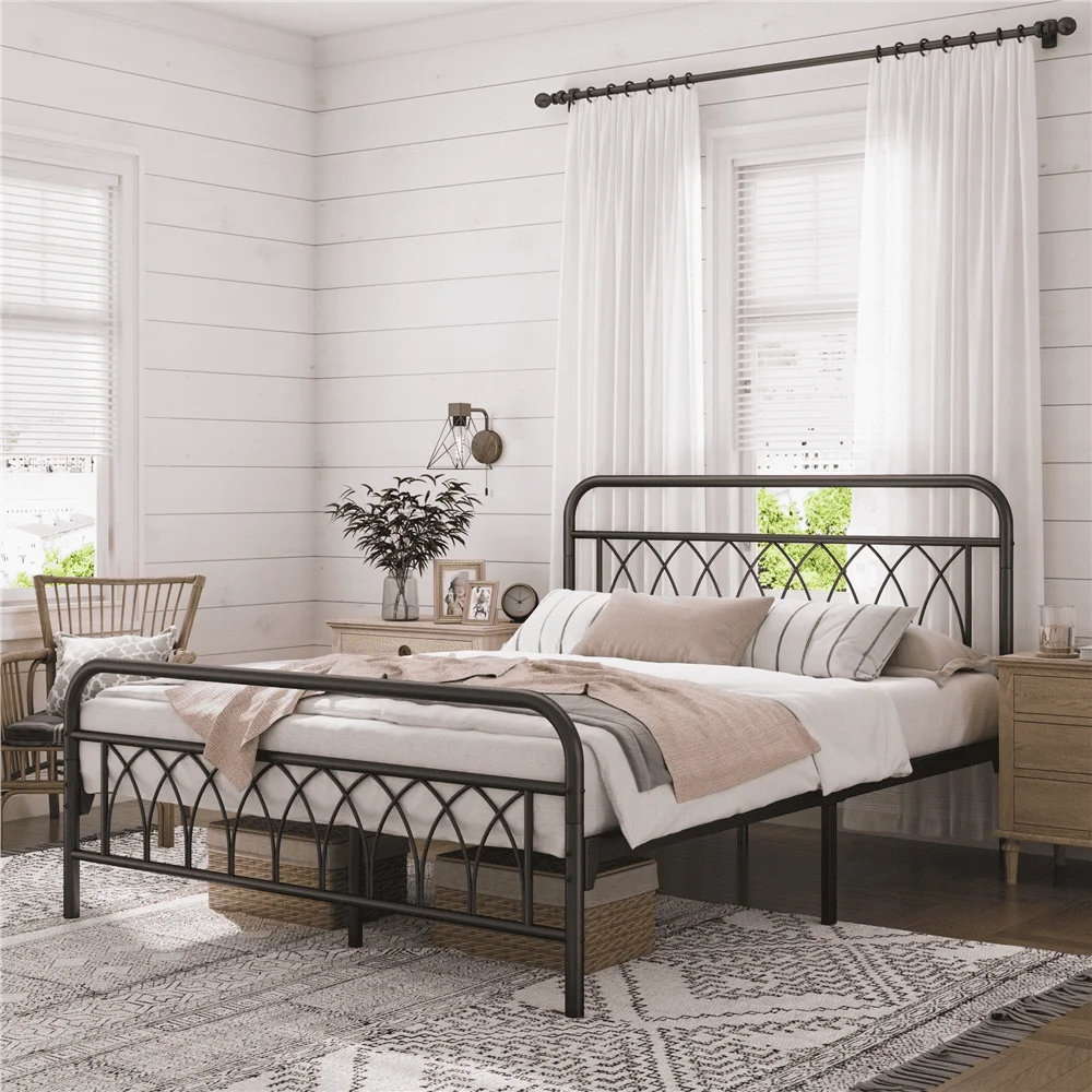 With Headboard And Footboard, Queen, Black
