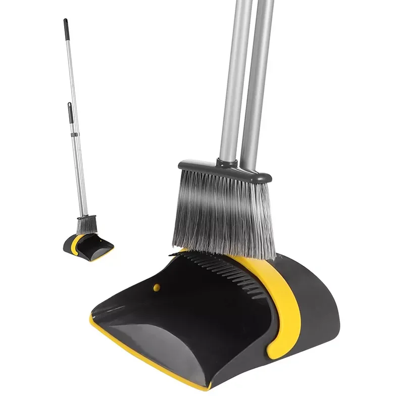 

Broom and Dustpan Set Bristles Upright Stand Up Light Weight Long Handle Broom Comb Indoor Outdoor for Home Kitchen