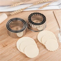 3pcsset stainless stee round dough cutter dumplings skin mold flower shaped cookie pastry maker biscuit circle ring mould